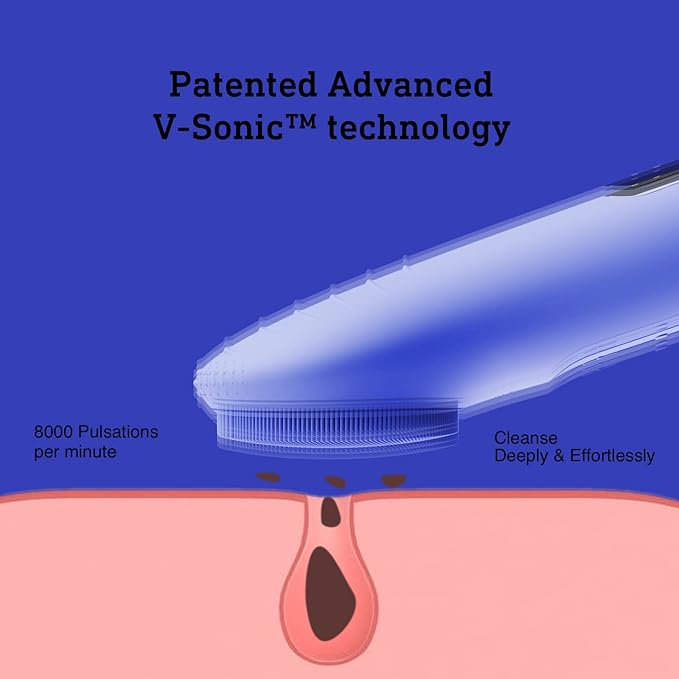 NågraCoola CLIE Facial Cleansing Brush, Waterproof and Rechargeable Face Scrub Brush for Men & Women, Cleansing, Exfoliating and Massaging, Electric Face Scrubber - Blue-Velvo Beauty