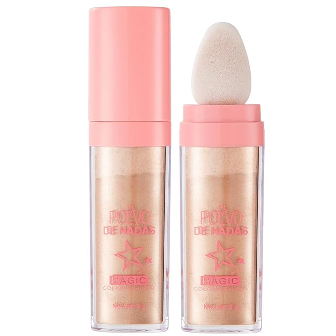 Polvo De Hadas Fairy Dust Highlight Patting Powder - Full Body Contouring and Clavicle Pearlescent Patting Powder for Face and Eye, Christmas Sparkling Body Glitter Powder (#03 Golden brown)-Velvo Beauty