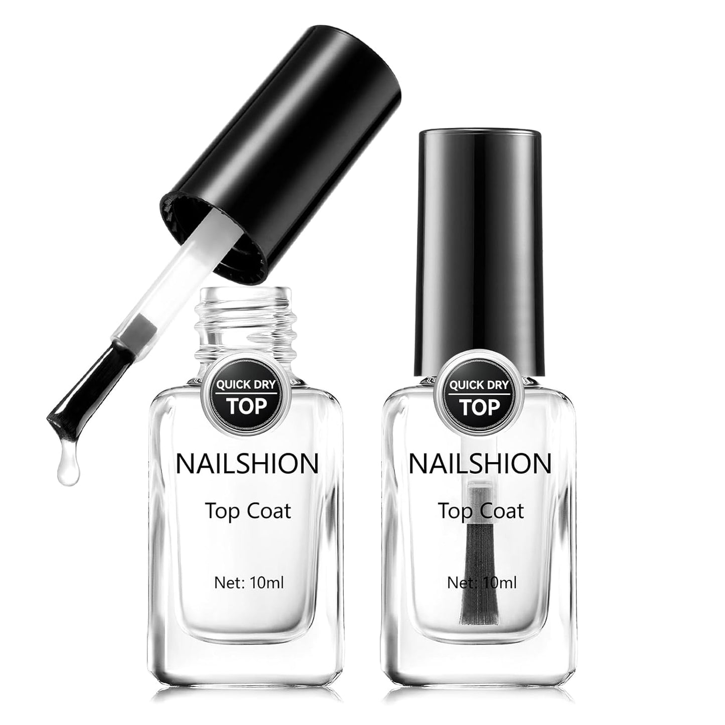 2Pcs Top Coat for Nail Polish, Quick Air Dry Clear Regular Nail Polishes High Shine Finish Long-Lasting Color Protection No Chip Vegan Hema-free Non-gel Salon Nail Art Gift for Women-Velvo Beauty