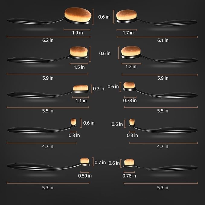 Yoseng Oval Makeup Brushes Set 10 Pcs Professional Oval Toothbrush Foundation Contour Concealer Eyeliner Blending Cosmetic Brushes Tool Set-With Box,Practical White Elephant Gift for Girls Women-Velvo Beauty