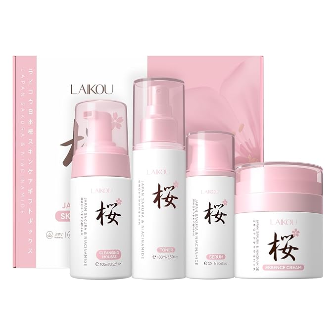 Skin Care, Skin Care Set, Skin Care Kit with Cleansing Mousse, Toner, Serum, Essence Cream Women Beauty Gift Sets 4pcs for Women Teen Girls Mom Daughter Mother's Day Birthday Christmas-Velvo Beauty