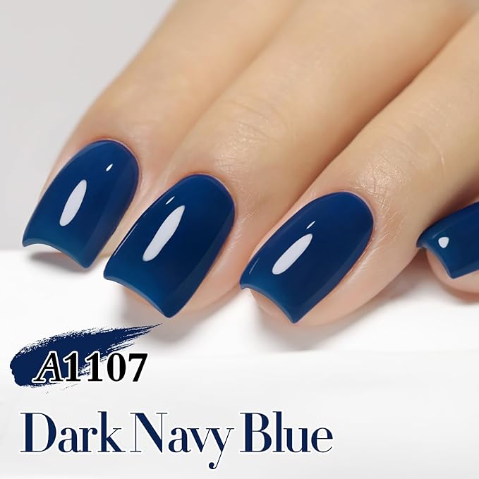 Double Rhythm 0.5Oz Navy Blue Gel Polish Sheer Neutral Natural Light Milky Same Color Same Bottle 15ML Jelly UV Nail Art DIY at Home (Navy Blue-A1107)-Velvo Beauty