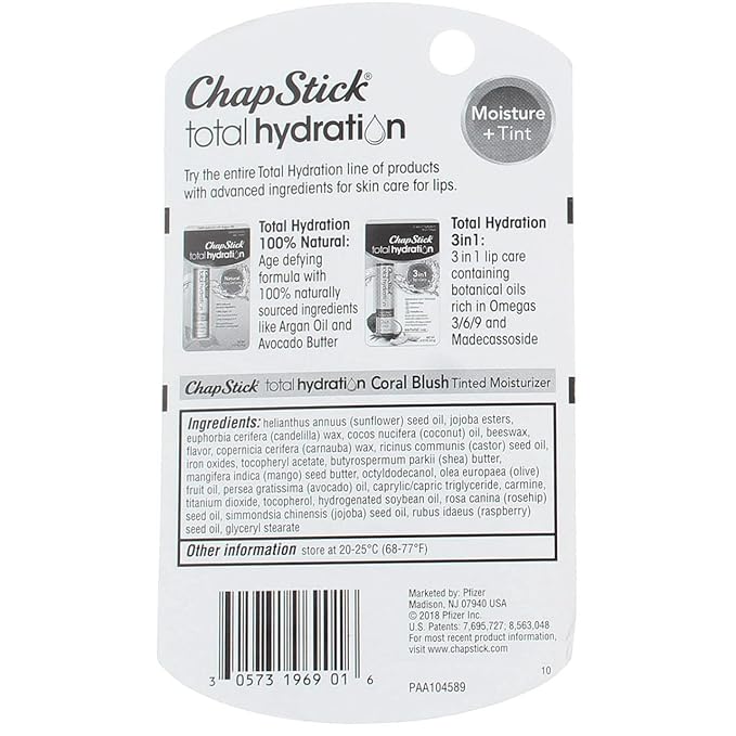 ChapStick Total Hydration Coral Blush 0.12 oz (Pack of 2)-Velvo Beauty