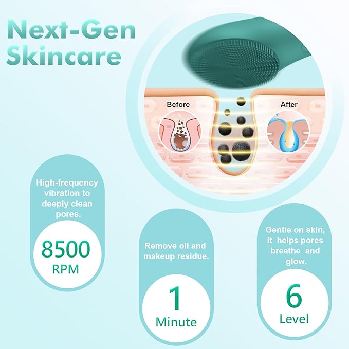 LZP Face Scrubber Facial Cleansing Brush Silicone Face Scrubber Exfoliator for Men & Women, Rechargeable Electric Facial Brushes for Cleaning and Exfoliating, Waterproof Face Scrub Brush-Velvo Beauty