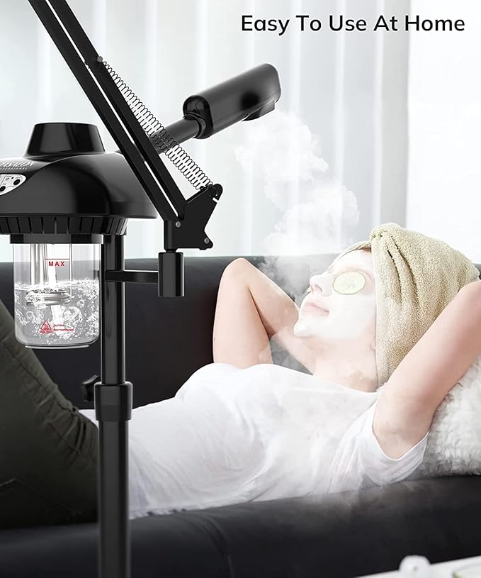 TASALON 2-in-1 Professional Facial Steamer, Hot Ozone Face Steamer for Facial with 5X Magnifying Lamp, Esthetician Steamer for Salon Beauty and Spa Shop, Skin Care Equipment with New Upgrade Wheels-Velvo Beauty