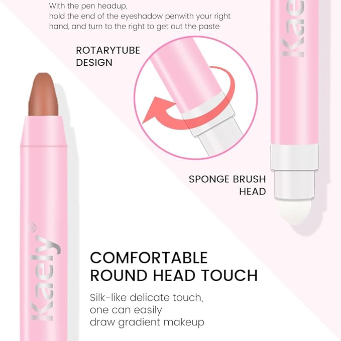 Kaely 2in1 Cream Eye Shadow Brightener Sticks for Eyes, Pencil Eyeshadow Applicator Stick Waterproof Pigmented, Eye Shadow Palette Highlighter Makeup, sombras para ojos, 30 Caramel Matte-Velvo Beauty