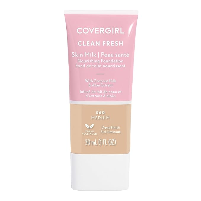 COVERGIRL, Clean Fresh Skin Milk Foundation, Medium, 1 Fl Oz (Pack of 1) (packaging may vary)-Velvo Beauty