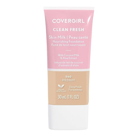 COVERGIRL, Clean Fresh Skin Milk Foundation, Medium, 1 Fl Oz (Pack of 1) (packaging may vary)-Velvo Beauty