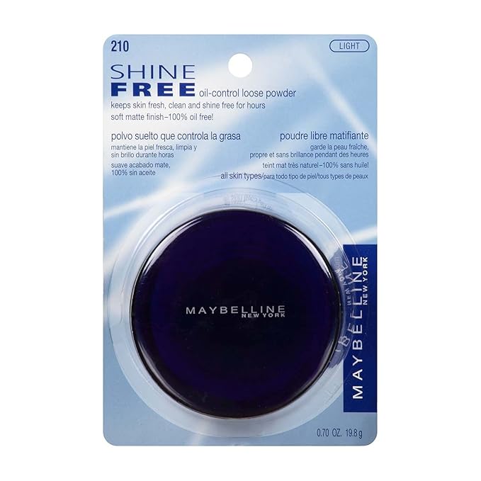 Maybelline New York Shine Free Oil Control Loose Powder, Light [210] 0.7 oz (Pack of 3)-Velvo Beauty