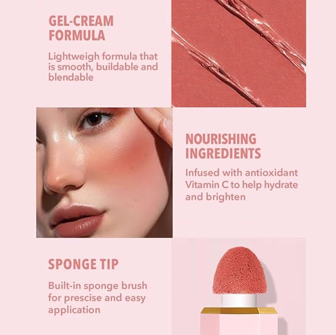 Liquid Blush Makeup, Cream Blush for Cheeks, Waterproof Long Lasting Blush Face Makeup Multi-Use Blush Beauty Wand for Cheeks & Lip Tint Natural Cream Blusher Makeup for All Skin Tones(#06 True Love)-Velvo Beauty