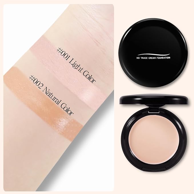 Powder Foundation,Long Wear Full Coverage Foundation with Sponge,Flawess Demi-Matte Finish,Brighten Correcting Color-Velvo Beauty