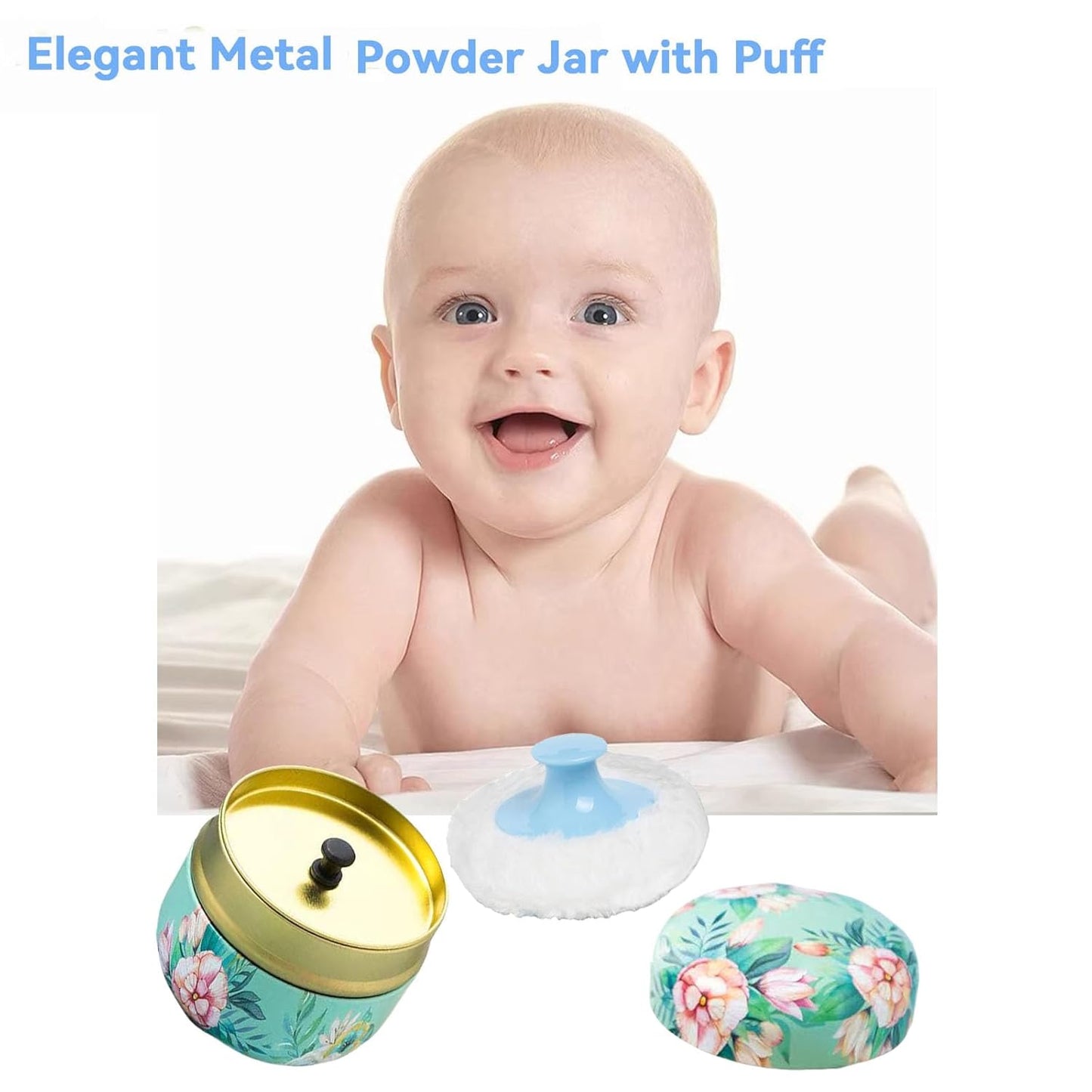 Body Powder Puff and Container, 3.35" Portable Dusting Powder Container with Soft Puff Loose Powder Case Box Jar with Lids for Baby Women Home and Travel Use-Velvo Beauty