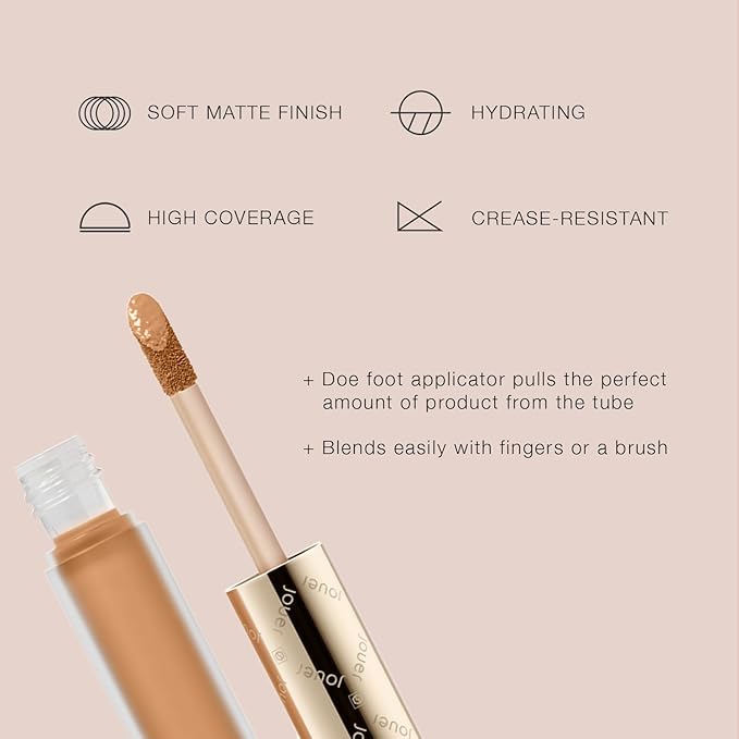 Jouer Essential High Coverage Liquid Concealer - Brightening Concealer - Color Corrector for Under Eye Dark Circles, Spot Coverage, and Eye Primer - Soft Matte Finish, DarkOchre-Velvo Beauty