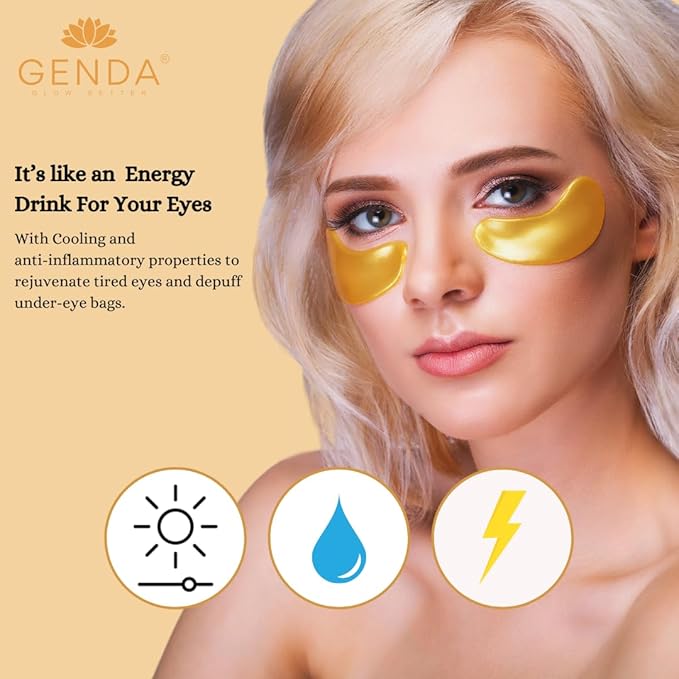 Under Eye Patches for Dark Circles and Puffy Eyes (20 Pairs) 24K Gold Gel Eye Masks Skincare, Vegan and Cruelty Free, Dry & Fine Lines, Eye Bags, Wrinkles, Hydrating, Soothing by GENDA-Velvo Beauty