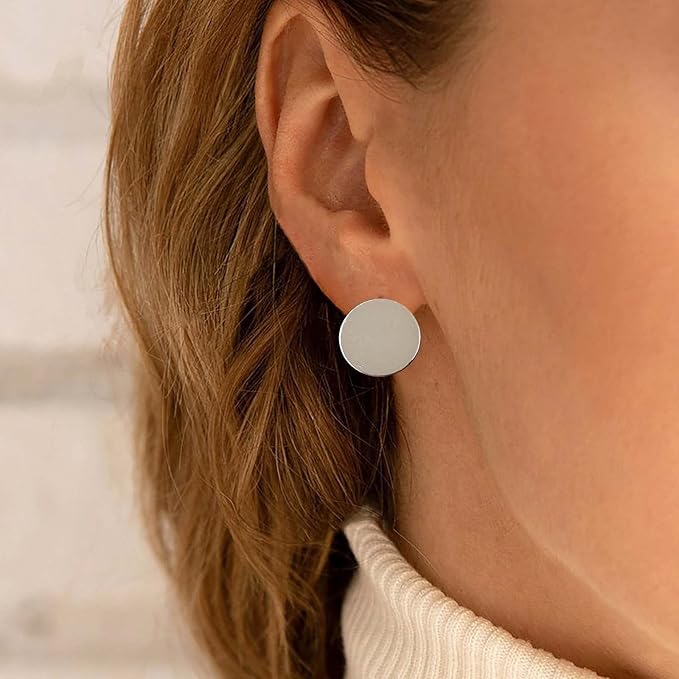 Boho Large Disc Coin Earrings Gold Coin Stud Earrings Geometric Circle Earrings Minimalist Round Circle Disc Earrings Jewelry for Women and Girls-Velvo Beauty