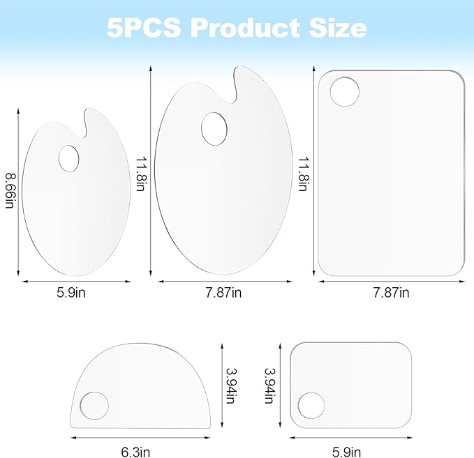 5PCS Acrylic Paint Palette Clear Paint Pallet,Transparent Non-Stick Oil Paint Palette with Protective Kraft for Craft DIY Art Painting Palette- Adults & Kids-Velvo Beauty