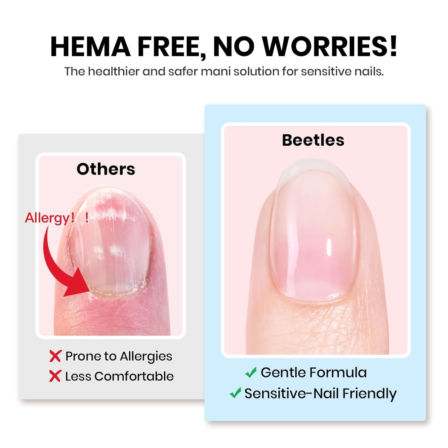Beetles 2Pcs 15ml HEMA-Free Nail Glue Gel for Acrylic Nail Tips & Clear Press On Nails, Super Strong U V Nail Glue for Nail Extensions, DIY Long Lasting Nail Gel Kit-Velvo Beauty