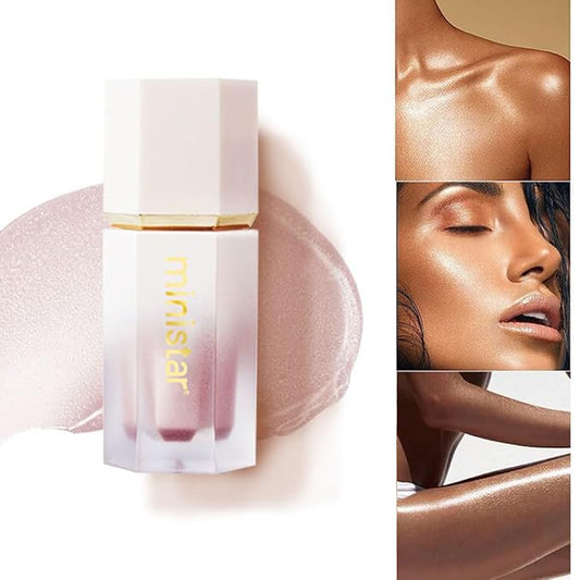 Liquid Highlighter Makeup, Long Lasting Liquid Luminizer for Glowing Skin Waterproof Smooth Glitter Highlight Face Illuminator Cream Contour Stick Body Shimmer Liquid Bronzer(#01 MOONLIGHT)-Velvo Beauty