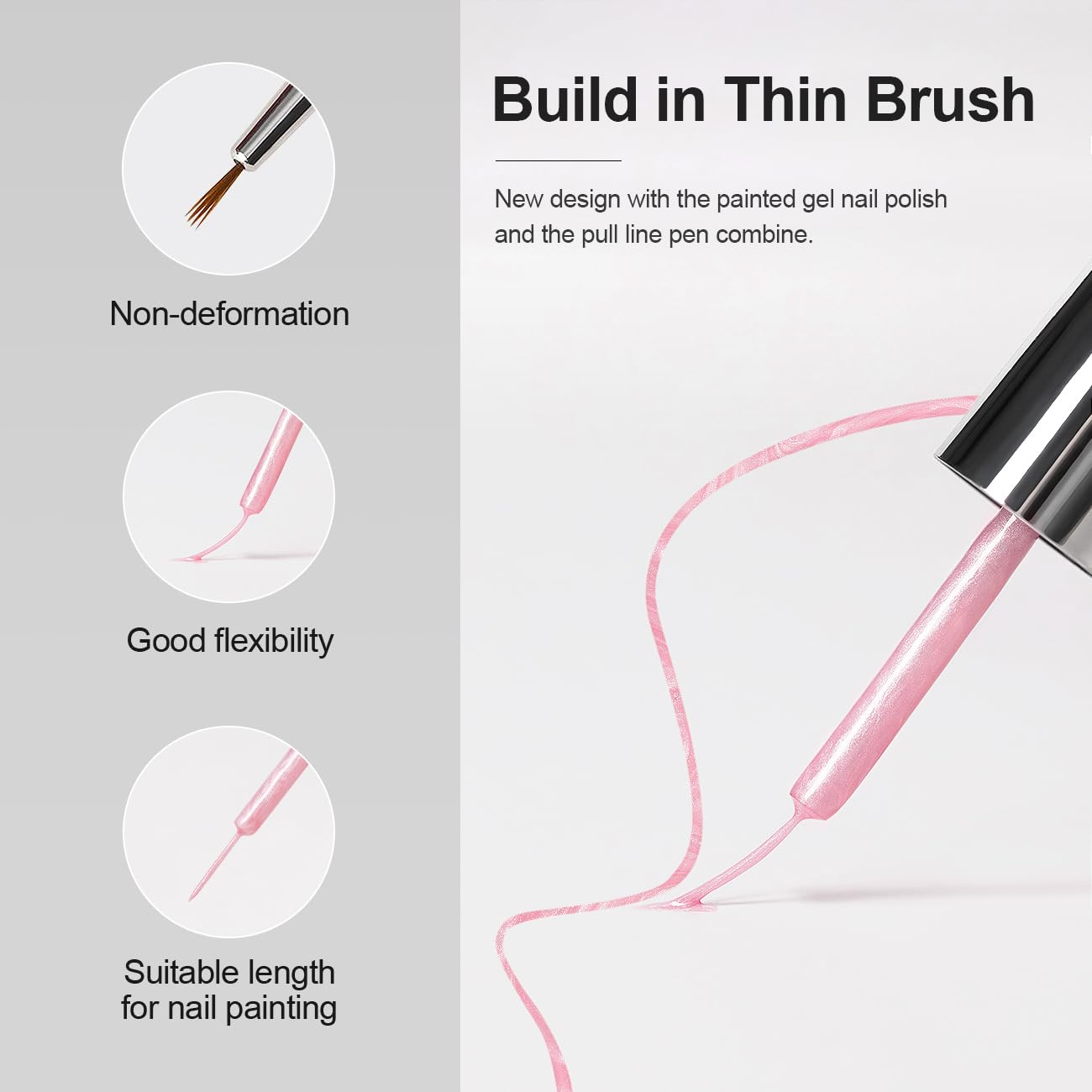 RARJSM Pearl Nail Art Gel Liner 2 Pcs Set Pearlescent Milky Silver White and Pink Shell Glitter Swirl Effect Gel Nail Polish 8ml Build in Thin Brush Painted Drawing Striper GelPolish Curing Requires-Velvo Beauty