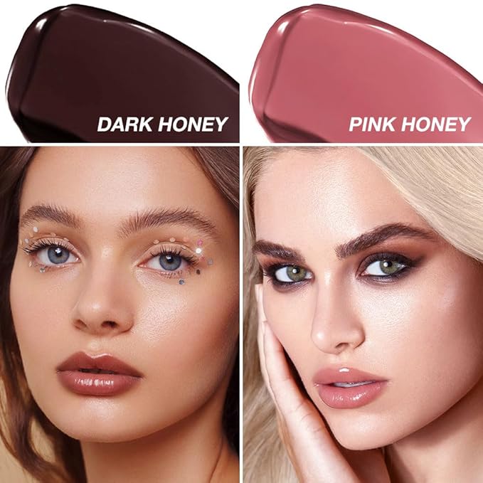 2PCS Honey Tinted Lips Balm Lipstick - Sheer Hydrating Lipstick for All Skin Tones - Moisturizing Lip Balm, Nourishing Lip Balm – Bálsamo Labial Hidratante con Color,Natural Cherry Black & Pink-Velvo Beauty