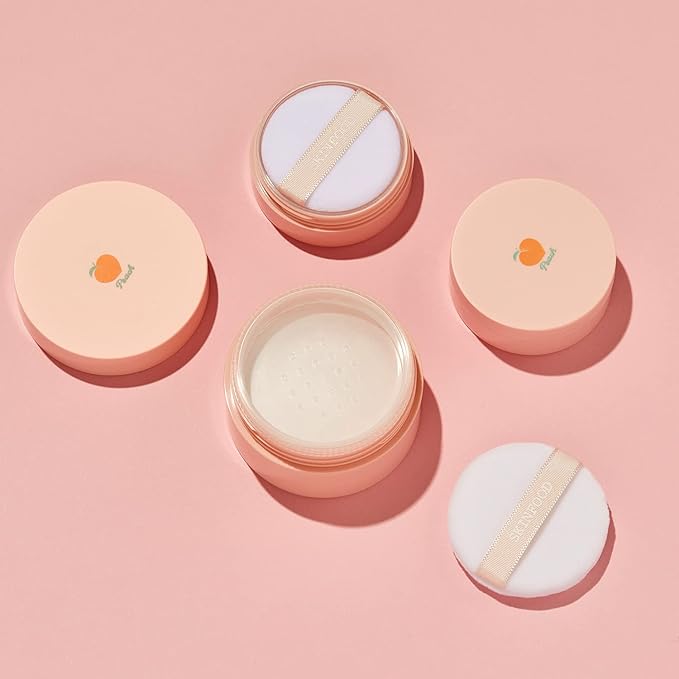 SKINFOOD Peach Cotton Multi Finish Powder 5g - Korean Peach Extract & Calamin Sebum Control Face Powder - Silky Setting Powder - Setting Powder for Oily Skin - Sweet Peach Scent for Soft Skin-Velvo Beauty