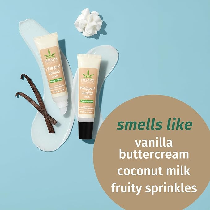 Hempz Hydrating Lip Sleeping Mask - Whipped Vanilla (.70 Oz.) | Overnight Hydrating Lip Balm with Vanilla Lip Butter Balm, Soothing and Hydrating Lip Care for Men or Women, .44oz-Velvo Beauty