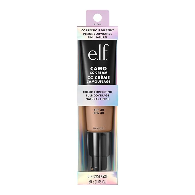 e.l.f. Camo CC Cream, SPF 30 Color-Correcting Medium-To-Full Coverage Face Foundation, Delivers An Airbrushed Finish, Vegan & Cruelty-Free, Medium 370 N-Velvo Beauty