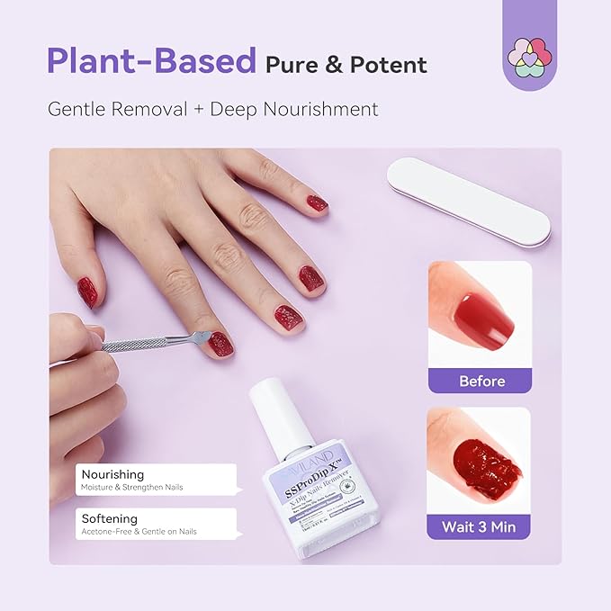 SAVILAND Pro Dip Powder Remover Kit - Gentle & Easy Dip Nail Removal Nail File & Scraper for Home Use, No Need Soaking & Wrapping (0.5 Fl Oz)-Velvo Beauty