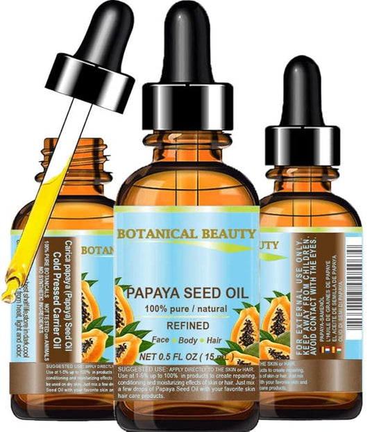 PAPAYA SEED OIL. 100% Pure / Natural / Undiluted /Refined Cold Pressed Carrier Oil. 0.5 Fl.oz.- 15 ml. For Skin, Hair And Lip Care.-Velvo Beauty