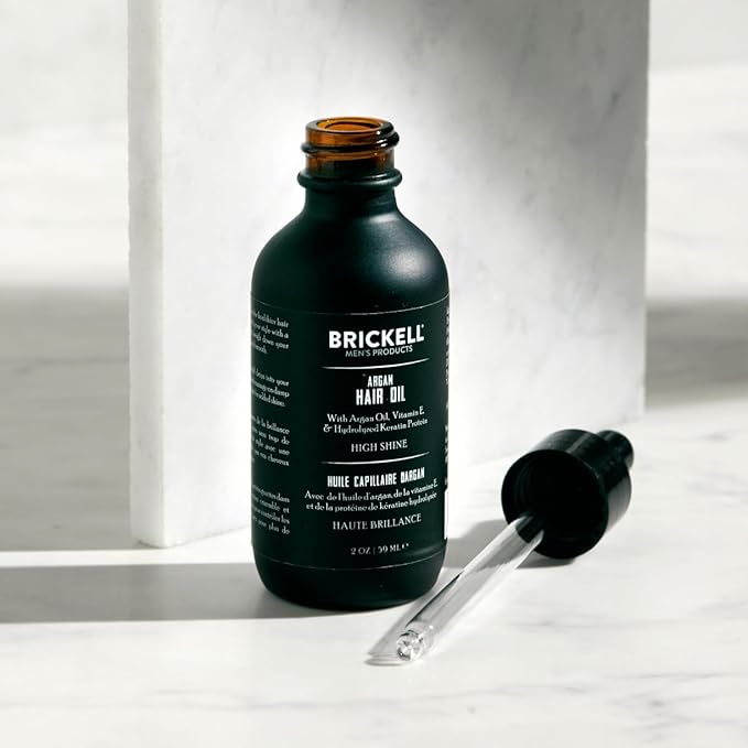 Brickell Men's Argan Oil for Hair, Natural and Organic Hair Oil For Men, Lightweight Hair Treatment, 2 Ounce, Scented-Velvo Beauty