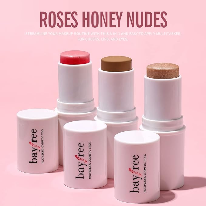 KIMUSE Multi Stick Trio Face Makeup, Cream Blush Stick for Cheeks & Lips, Contour Stick & Highlighter Makeup Sticks for All Skin-Velvo Beauty
