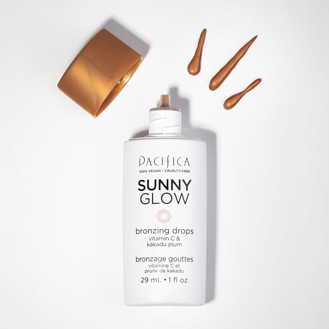 Pacifica Sunny Glow Liquid Face Bronzer Drops - Face Makeup Bronzing For Face & Cheeks for Instant Sun-Kissed Glow - Vitamin C & Glycolic Acid Infused Liquid Bronzer Illuminating Highlighting Clean-Velvo Beauty