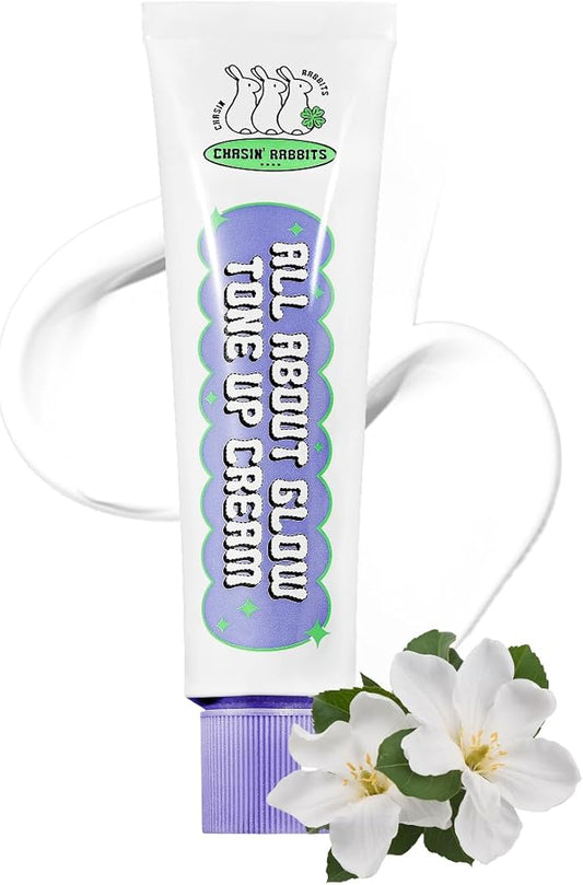 CHASIN' RABBITS All About Glow Tone-up Cream 1.69 fl. Oz, Natural Makeup Base, Dewy Hydration, Long-Lasting Makeup with Soft Texture, Korean Beauty-Velvo Beauty