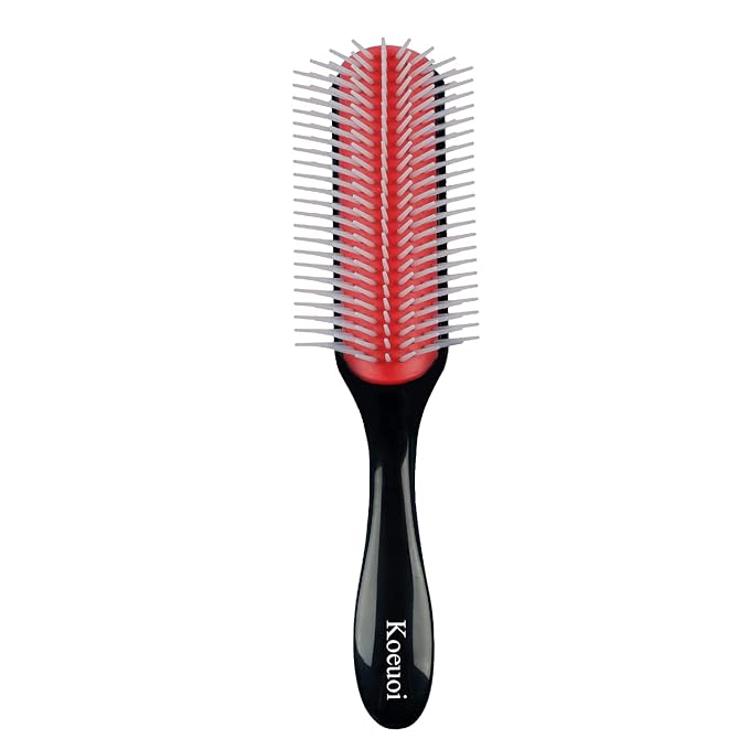 Classic Styling Curly Hair Brush. 9 Row Black Brush for Detangling, Separating, Shaping. For Women and Men Wet or Dry Hair.-Velvo Beauty