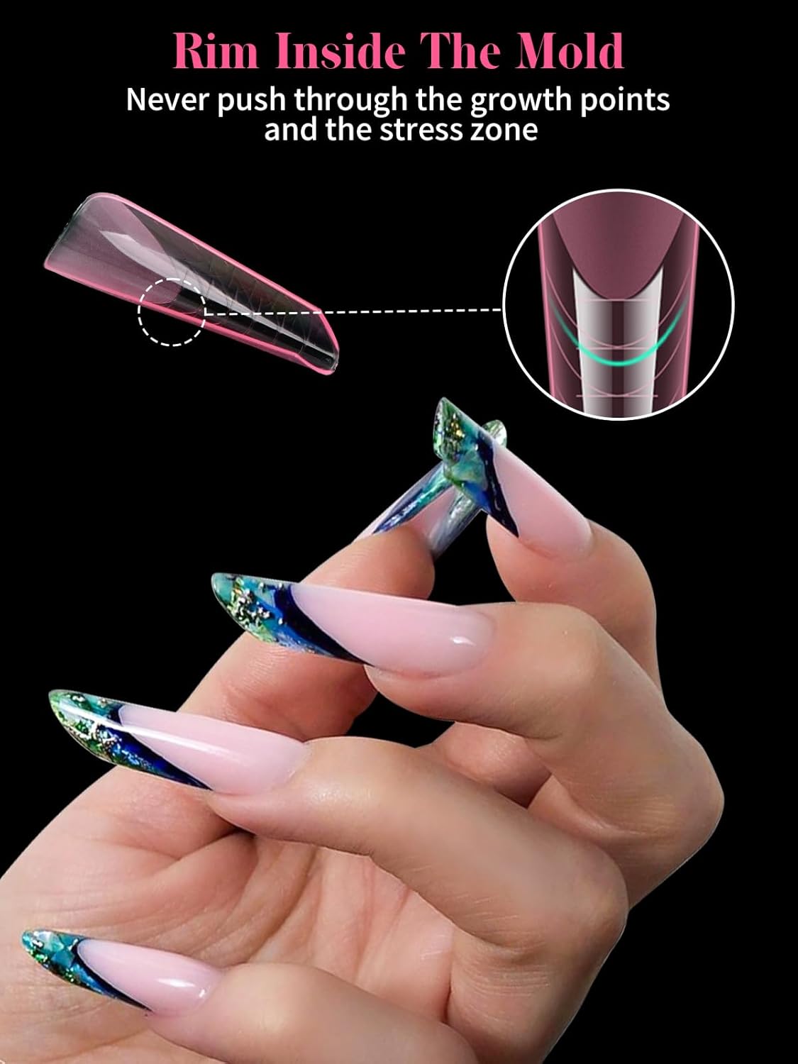 EBANKU Dual Nail Forms for Poly Extension Gel, 120 PCS Pink Nail Molds Reusable Nail Extension Forms for Builder Gel Manicure Design Salon DIY 12 Sizes-Velvo Beauty