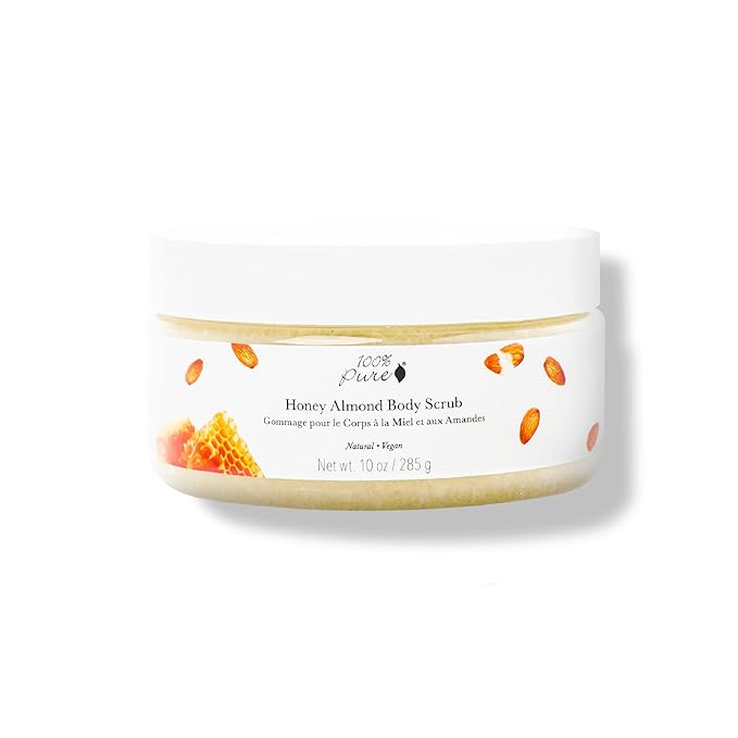 100% PURE Honey Almond Body Scrub Exfoliating Deep Clean with Sea Salts & Nourishing Oils - Natural Deeply Moisturizing Skincare - Vibrant Radiant Skin Restore & Pore Cleanse - Vegan - 10oz-Velvo Beauty