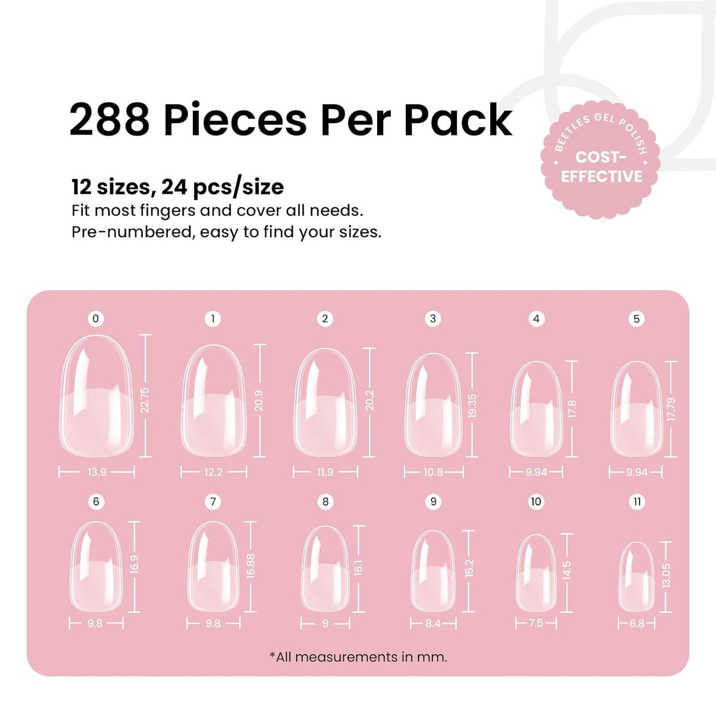 Beetles Gel Nail Tips Short Oval Fake Nails 288Pcs Pre-Shaped Half Matte Press on Nail Tips Full Cover False Nails Gifts for Girls Women Gelly Tips Home DIY Nail Extension-Velvo Beauty