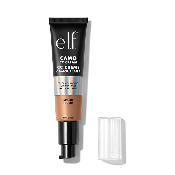 e.l.f. Camo CC Cream, Color Correcting Medium-To-Full Coverage Foundation with SPF 30, Medium 375 N, 1.05 Oz (30g)-Velvo Beauty