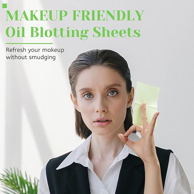 Oil Blotting Sheets for Face - Green Tea,26% Larger,6pk/600 Natural Blotting Paper for Oily Skin,Makeup Friendly Oil Absorbing Sheets,Easy To Grab One-Velvo Beauty