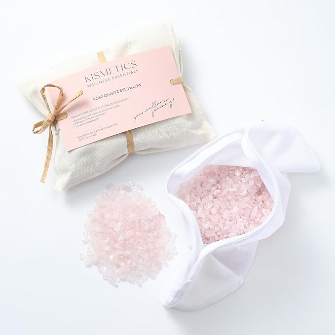 Natural Rose Quartz Weighted Eye Pillow for Relaxation, Sleeping, Yoga, SPA and Travelling, Cooling Eye Pillow, Reusable and Good Relaxation Gift for Women(Rose Quartz)-Velvo Beauty