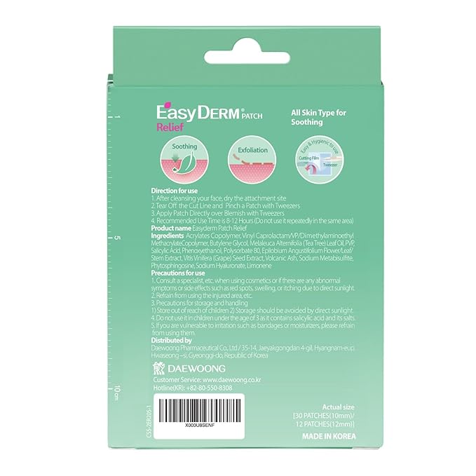 EasyDerm Relief Invisible Patch(42 counts) I Contains 10,000ppm of Tea Tree Oil, Pimple Patch, Ultra-slim 0.1mm, Waterpoof, Korean Pimple Patches Back to School MUST HAVE-Velvo Beauty