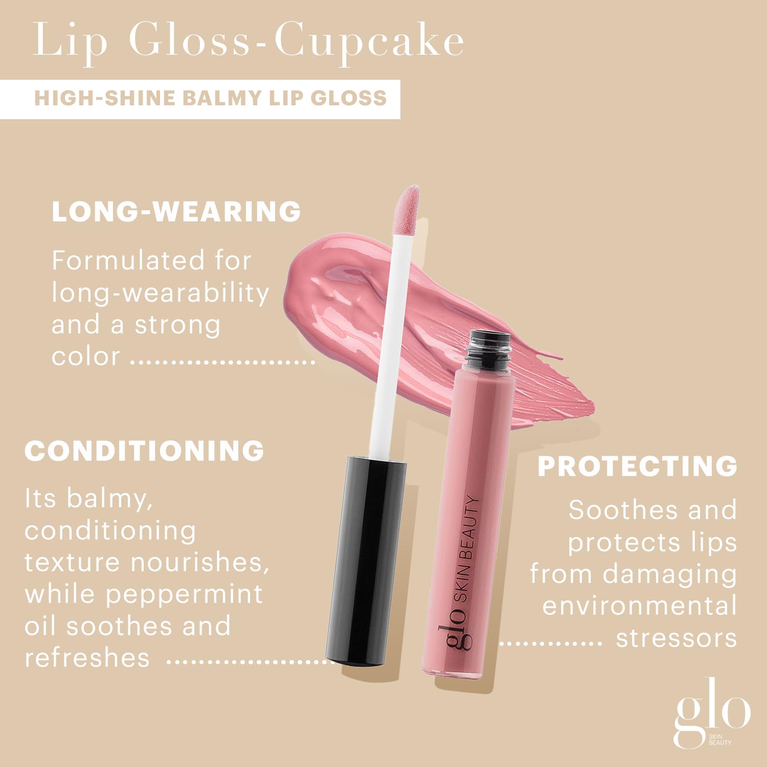 Glo Skin Beauty Lip Gloss | Color and Shine with Lip Nourishing Ingredients, without Stickiness, (Cupcake)-Velvo Beauty