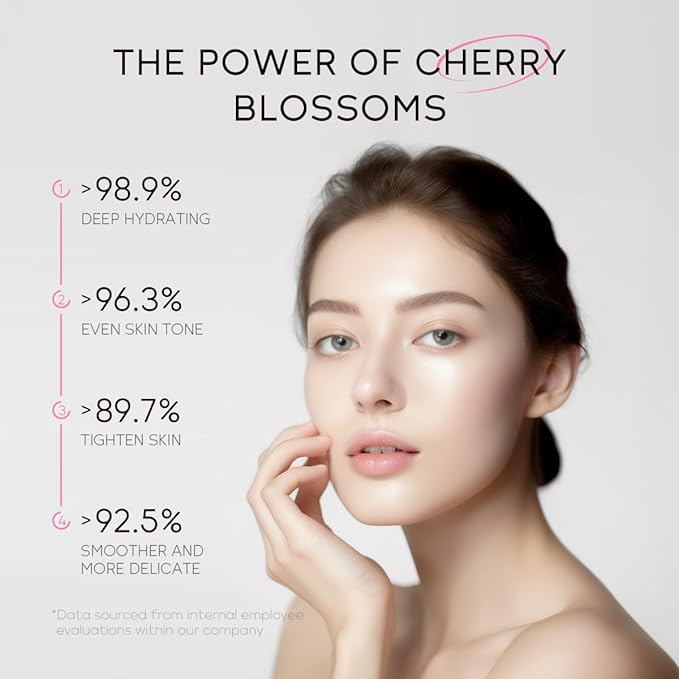 Greyghost Skin Care Set for Teenage Girls Women, 5 Pcs Cherry Blossom Skincare Set - Cleanser, Toner, Serum, Eye cream, Cream, Gentle Skin Cleaning & Care Gift Set, Travel Size Skin Care Set-Velvo Beauty