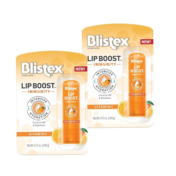 Blistex Lip Boost Immunity, Lip Balm, Intensive Hydration, Vitamin C, Coconut Oil & Beeswax, Moisturizer (Pack of 2)-Velvo Beauty