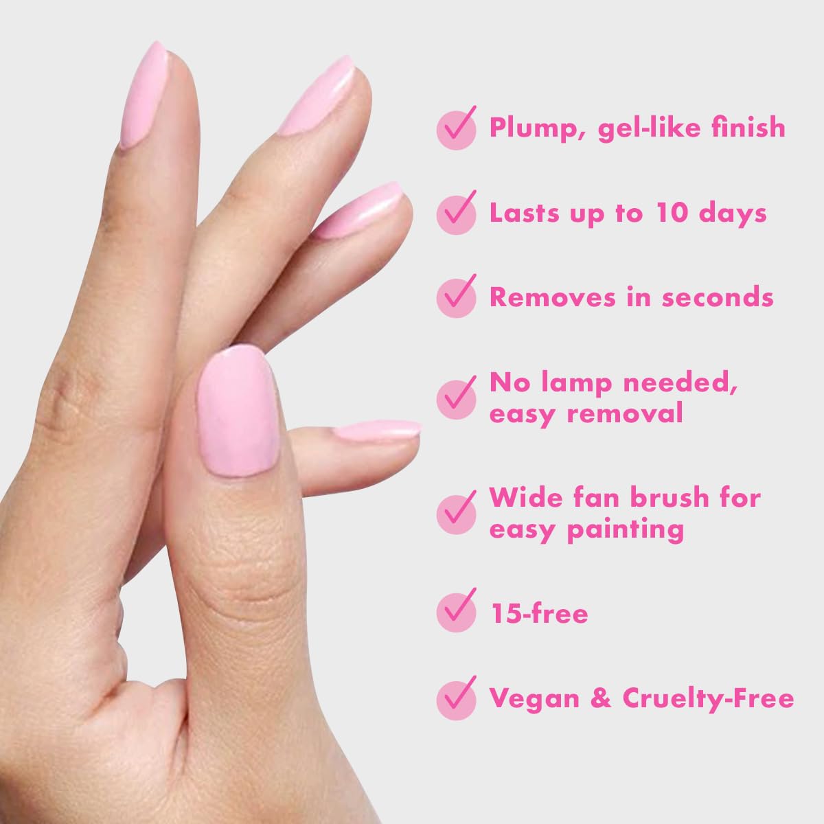 Olive & June Long Lasting Nail Polish | Plump, Gel-Like Finish No Lamp Needed | Lasts up to 10 days | Salon-Quality Color at Home | 15-Free, Vegan & Cruelty-Free Chip-Resistant Shine | SE Bubbly Pink-Velvo Beauty