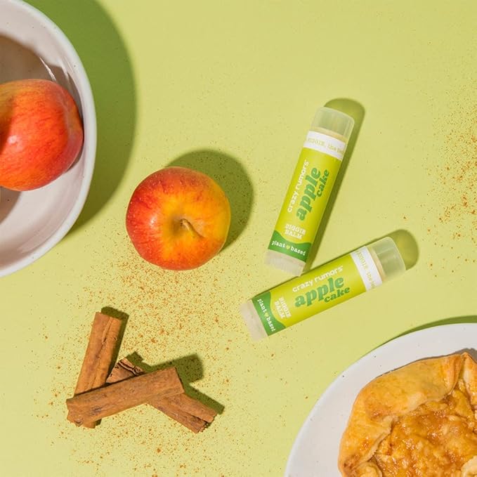 Crazy Rumors Biggie Apple Cake Flavored All Natural, Plant Based Lip Balm to Moisturize and Nourish your Lips - Apple Cake Biggie Tube 0.6 oz (4x Larger than standard 0.15 oz lip balm)-Velvo Beauty