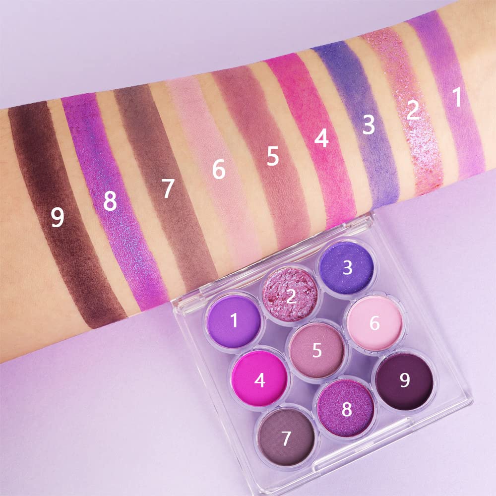 Waterproof 9-Color Shimmer & Matte Eyeshadow Palette – Long-Wearing, Highly Pigmented Glitter Powder with Matt Pink & Shiny Purple Shades.paleta de sombras-Velvo Beauty