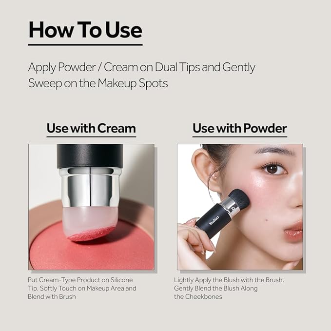 Dual Ended Silicone Tip Blush Brush | Korean Olive Young Makeup Tool for Contouring & Blush Application | Skin-Friendly Non-Irritating Professional Face Makeup Brush-Velvo Beauty