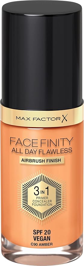 Max Factor Facefinity 3-in-1 All Day Flawless Liquid Foundation, SPF 20-90 Amber, 30 ml-Velvo Beauty