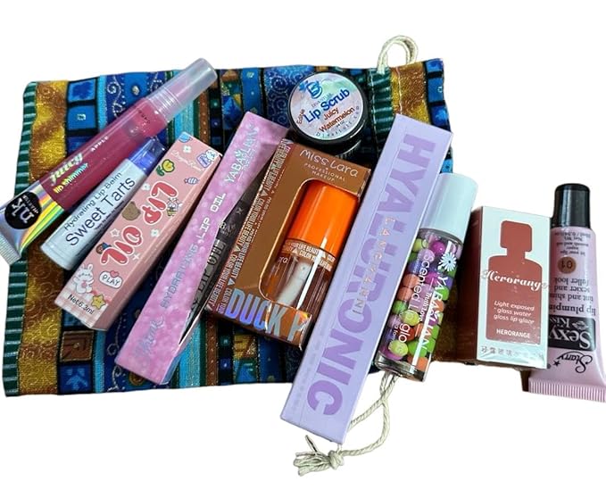 Lip Prodiuct Gift Sack With An Unique Assortment of Lip Products, 10 Total and Maybe Some Extras, By Diva Stuff-Velvo Beauty